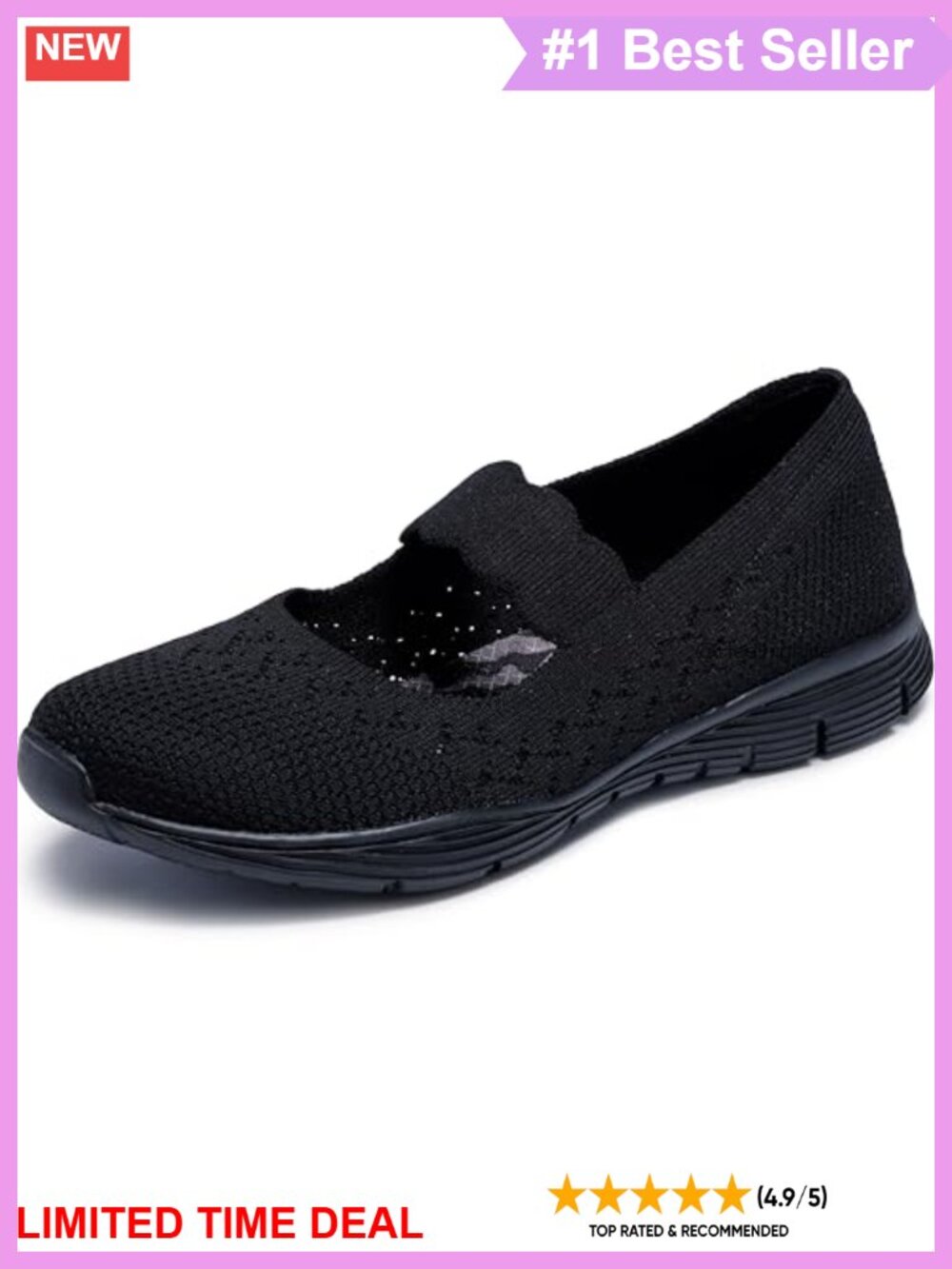 Engineered Knit Mesh Mary Jane Flats Slip On Casual Shoes Comfort